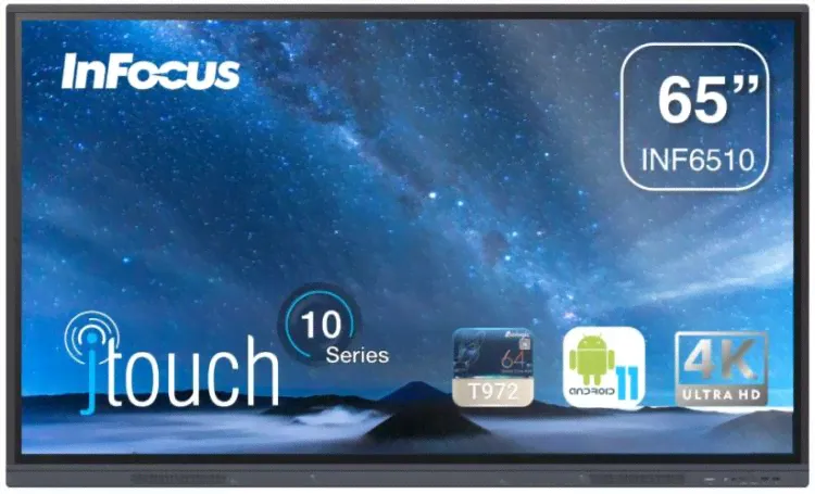 Интерактивная панель InFocus JTOUCH D114 INF6510 65", 3840*2160, 20 касаний, 400 cd/m2, 5000:1, 4GB DDR4 + 32GB, Android 11.0, колонки 2x10 Вт, JTOUCH D114